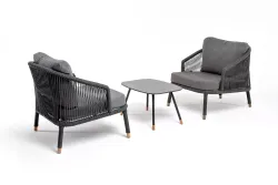 "Верона" лаунж-зона 5-местная плетеная из роупа (веревки), каркас алюминиевый темно-серый, роуп темно-серый