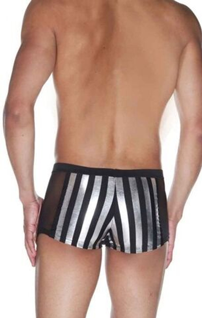 Мужские трусы-боксеры в крупную полоску (Размер: S-M) (Цвет: черный с серебристым)