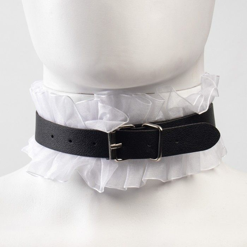 БДСМ-набор «Оки-Чпоки» с кружевом (Цвет: черный с белым)