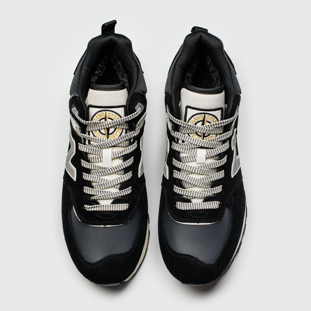 Кроссовки New Balance 574 Mid Black / White with Fur