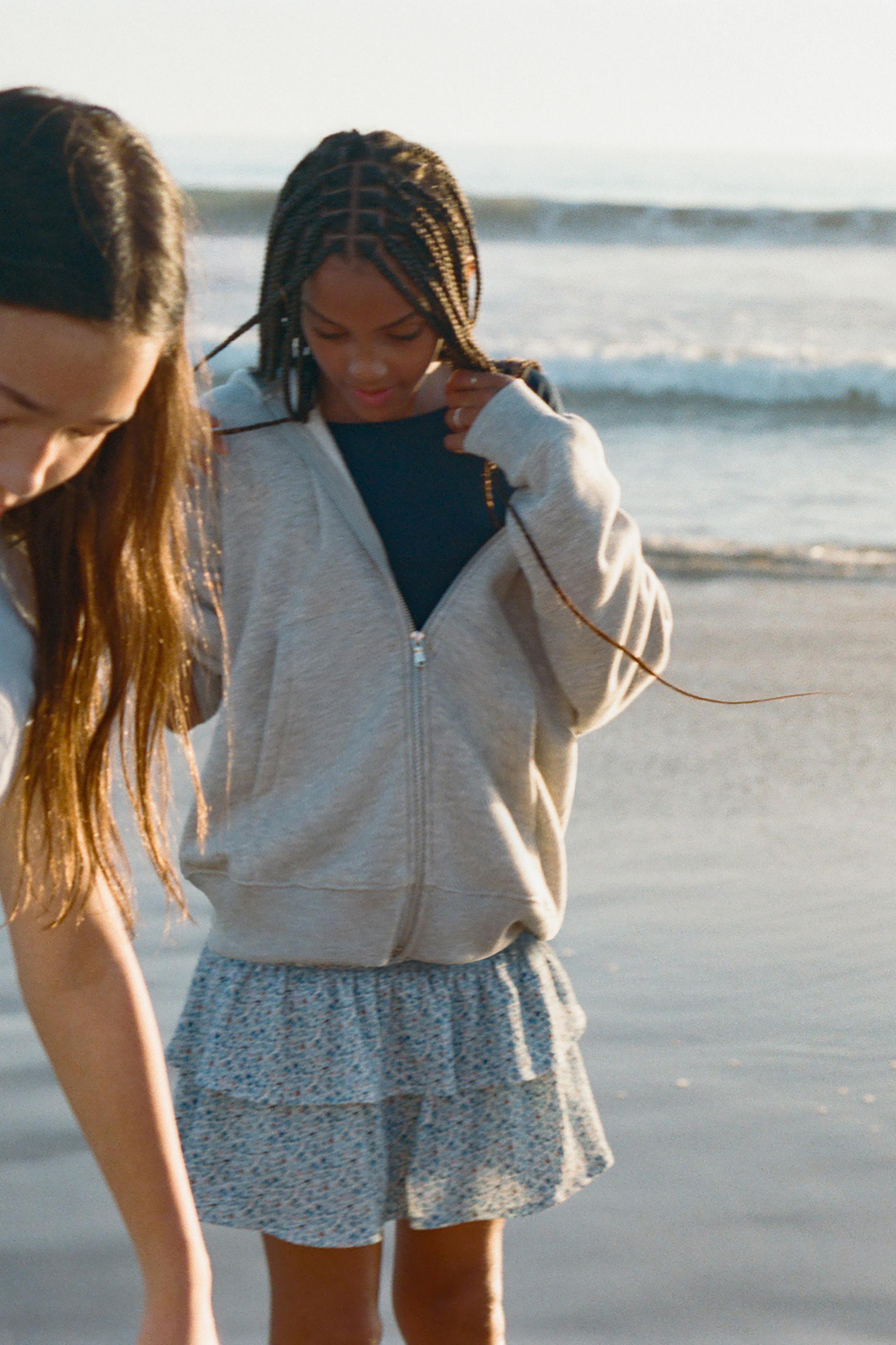 ZARA ЮБКА-ШОРТЫ С ЦВЕТОЧНЫМ ПРИНТОМ, ГОЛУБОЙ