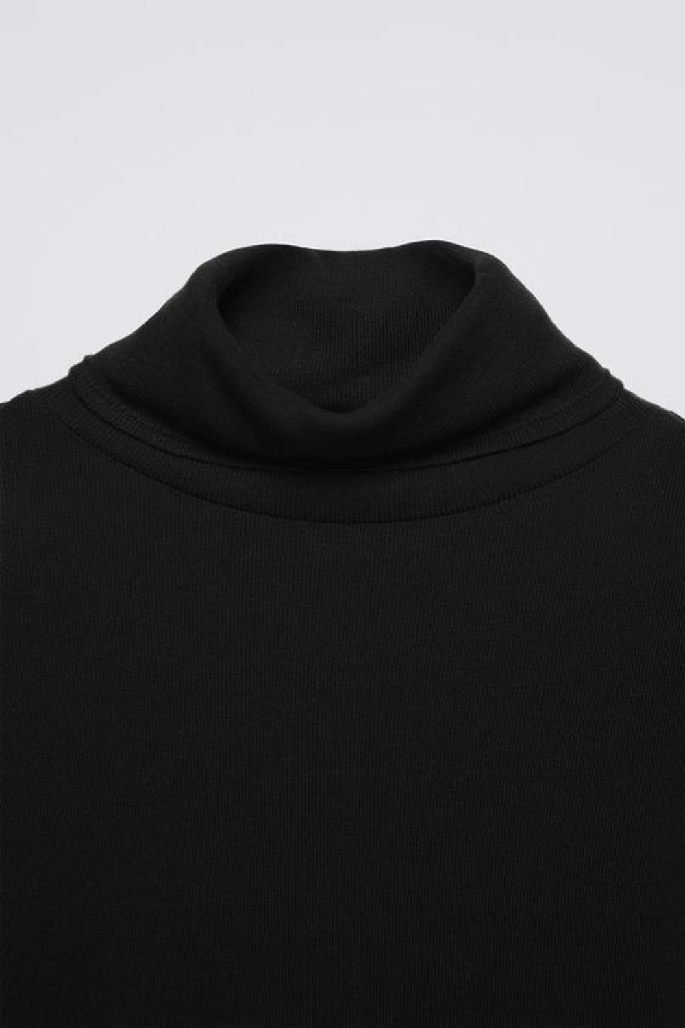 ZARA ТОП ИЗ СМЕСОВОЙ ШЕРСТИ С ВЫСОКИМ ВОРОТНИКОМ, ЧЕРНЫЙ