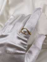 Кольцо золотистое с жемчужиной (скидка)