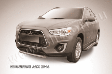 Защита переднего бампера (нержавейка) Mitsubishi ASX (2012-2016) d76 короткая (черный)