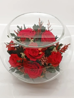 натуральные розы в стекле, вакуум*