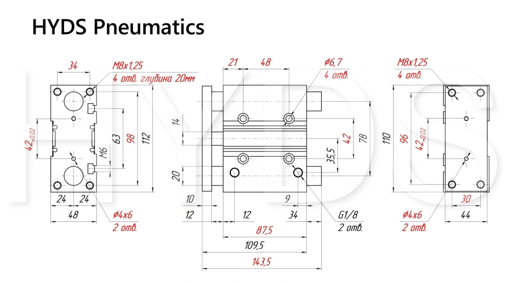 MGPM32TF-50Z Пневмоцилиндр