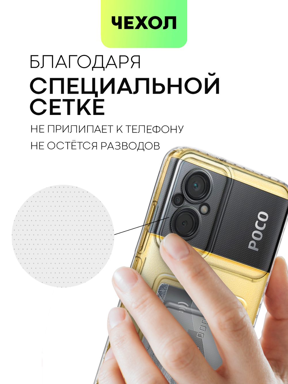 Чехол BROSCORP для Poco M5 (арт. XM-PM5-TPU-01-POCKET)