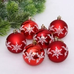 Новогодние шары «Снежный шарм» 6 см (набор 6 шт), Красный