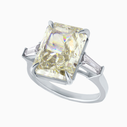 Серебряное кольцо с лимонного надцветом фабулитом (Fancy Light Yellow) огранки октагон