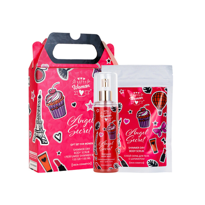 Косметический набор для жен. Happy Woman «ЭНДЖЕЛ СИКРЕТ» (парфюмированный мист для тела 150 мл + сухой скраб для тела 150 г)
