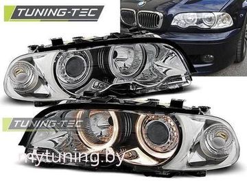 Передние фары Bmw 3 E46 angel eyes chrome