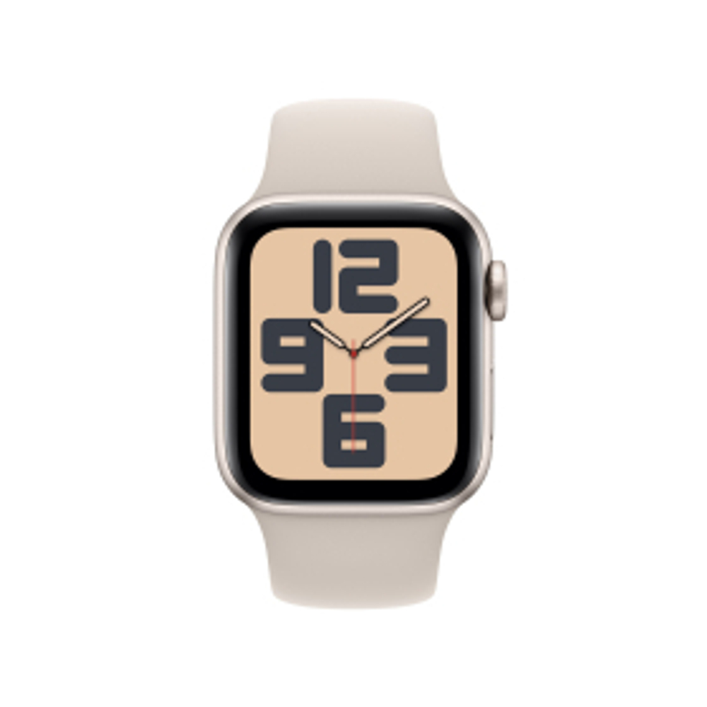 Apple Watch SE 2023, 40 мм, корпус из алюминия цвета «сияющая звезда», спортивный ремешок цвета «сияющая звезда», размер S/M