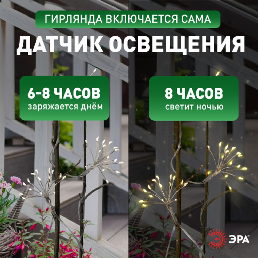 Садовая гирлянда ЭРА ERASF22-45 на солнечной батарее Фейерверк 3,8 м