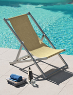 Кресло-шезлонг текстиленовое складное Magnani Sdraio, серебристый, бежевый