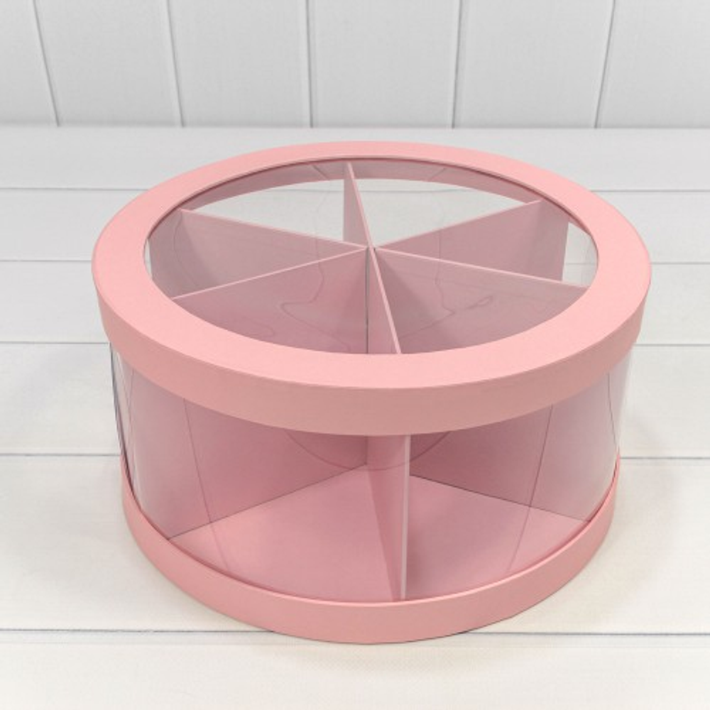 Коробка сборная 30х15 см с окошком (Розовый)