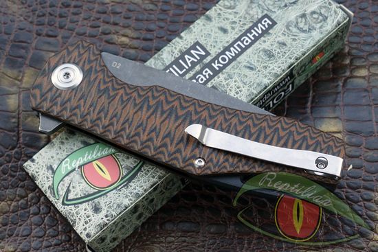 Складной нож REPTILIAN "Скутум-04" c клинком из стали D2, рукоять G10 / алюминий