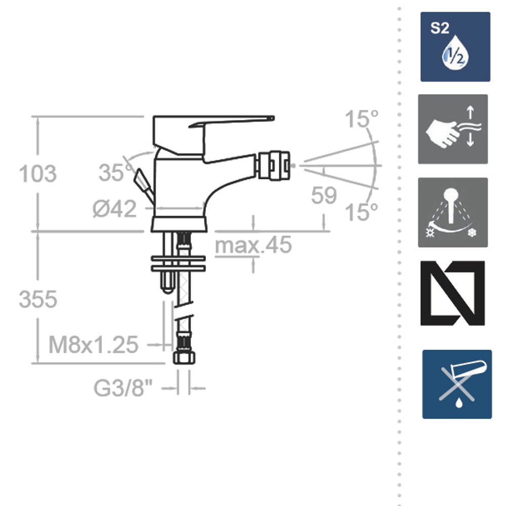 Смеситель для биде TITANIUM 1803