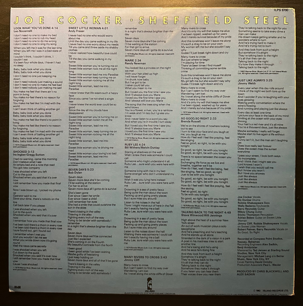 Joe Cocker - Sheffield Steel (Скандинавия 1982г.)