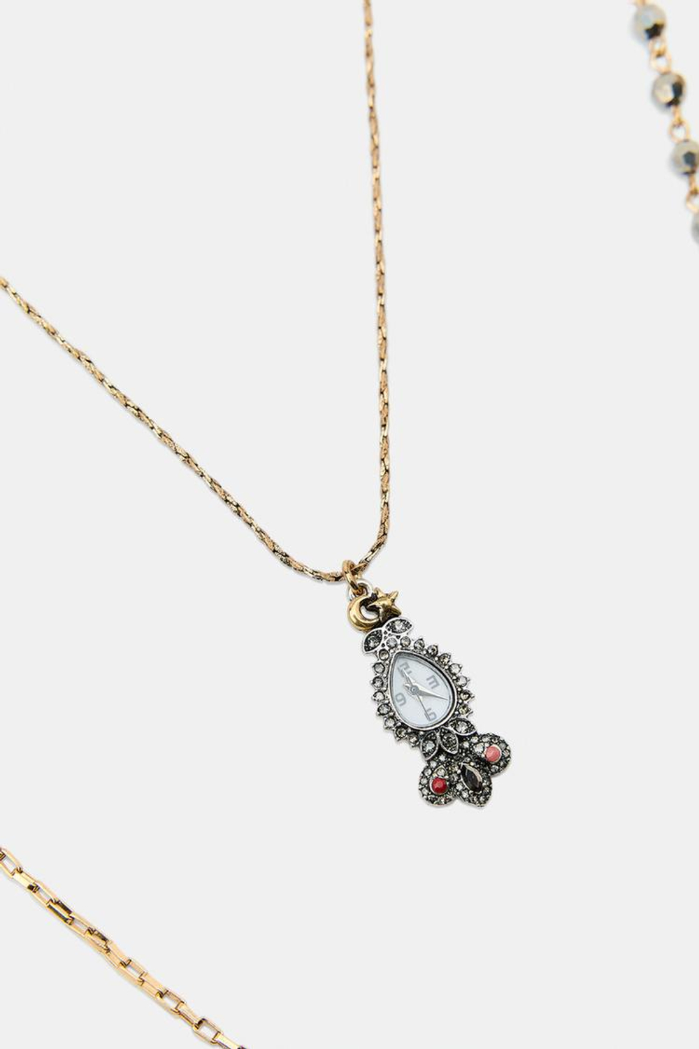 ZARA НАБОР ИЗ 3 ОЖЕРЕЛИЙ С ПОДВЕСКАМИ-ЧАСАМИ, ЗОЛОТОЙ/СЕРЕБРЯНЫЙ