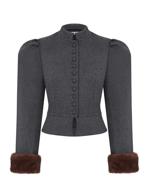 Жакет Winter c норкой, серый