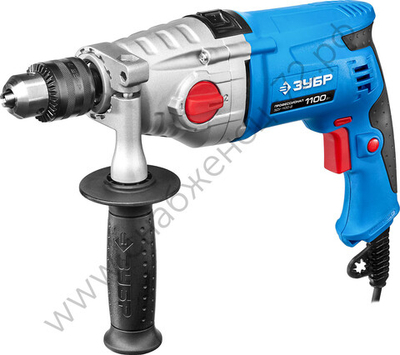 ЗУБР 1100 Вт, 13 мм, 2 скорости, ударная дрель, мет. корпус, Профессионал (ЗДУ-1100 ЭРММ2)