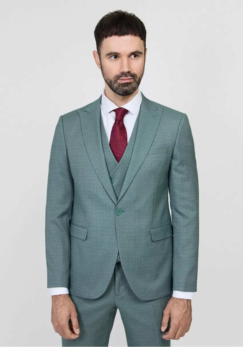 Мужской классический костюм тройка (светло-зеленый) В7