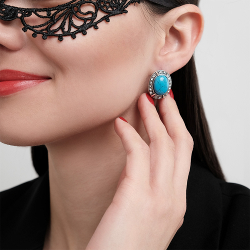 "Кордильеры" серьги в серебряном покрытии из коллекции "Самоцветы" от Jenavi  с английским замком