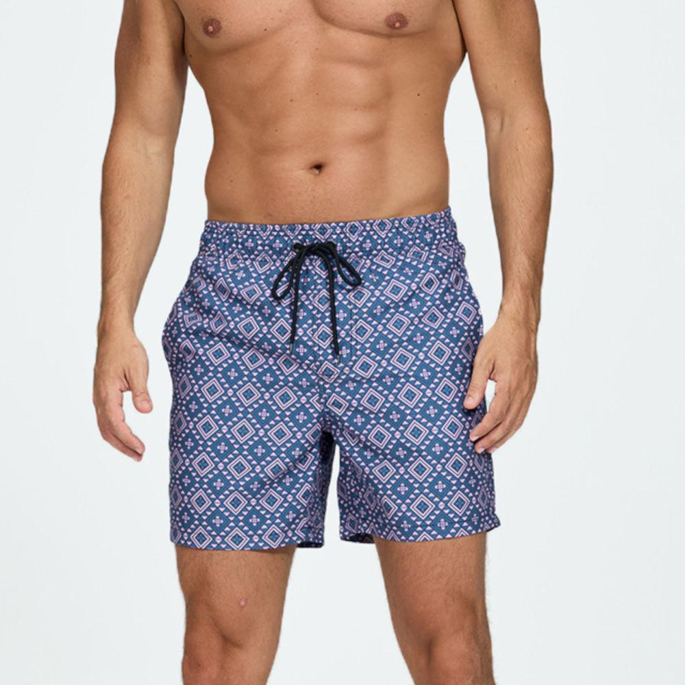 Синие мужские шорты с геометрическим принтом (Размер: 4X) (Цвет: голубой)