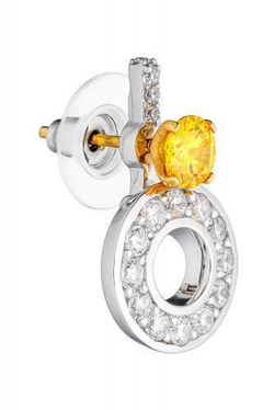 Серьги из серебра со вставками из жёлтого и бесцветных фианитов