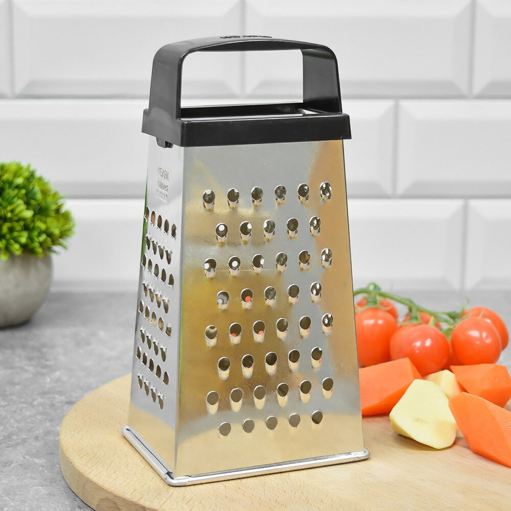 Терка 4-х гранная с пластиковой ручкой, 11*8,5*22см