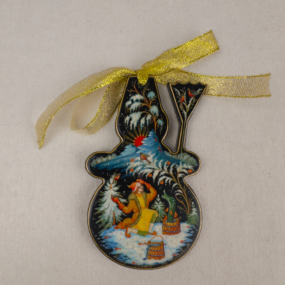 Сувенир Снеговик "По-щучьему веленью" с росписью Палех в коробке