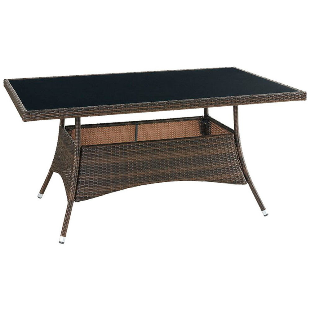 Обеденная группа стол Руардин + 4 кресла Греция из искусственного ротанга Dark brown