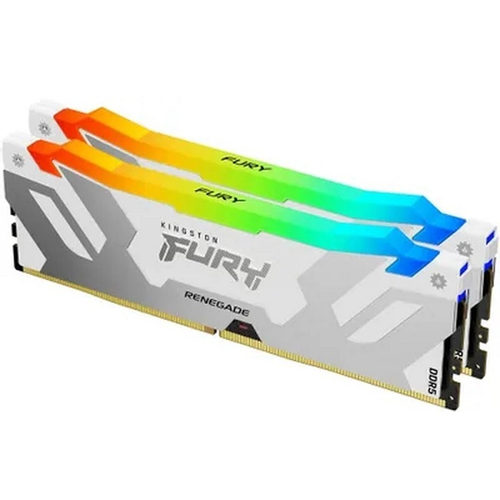 Модуль памяти DIMM DDR5 64Gb, 2x32GB, 6400Mhz, Kingston FURY Renegade RGB White (KF564C32RWAK2-64)