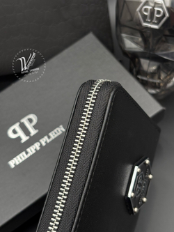 Кошелек на молнии Philipp Plein с фактурным черепом