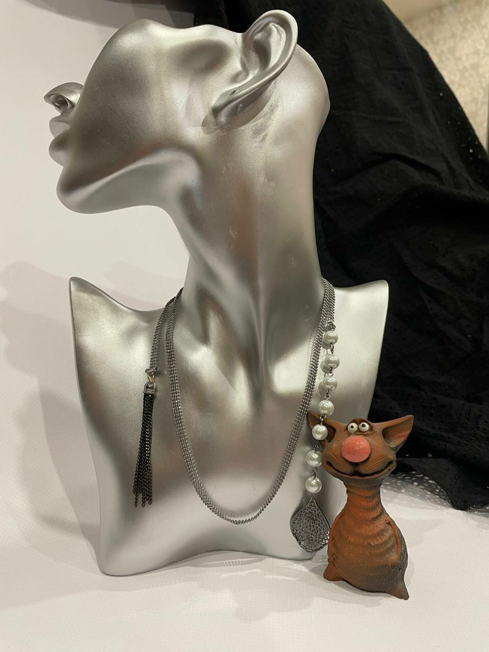 Кулон. Подвеска  трансформер "Галстук-узел" в серебряном цвете