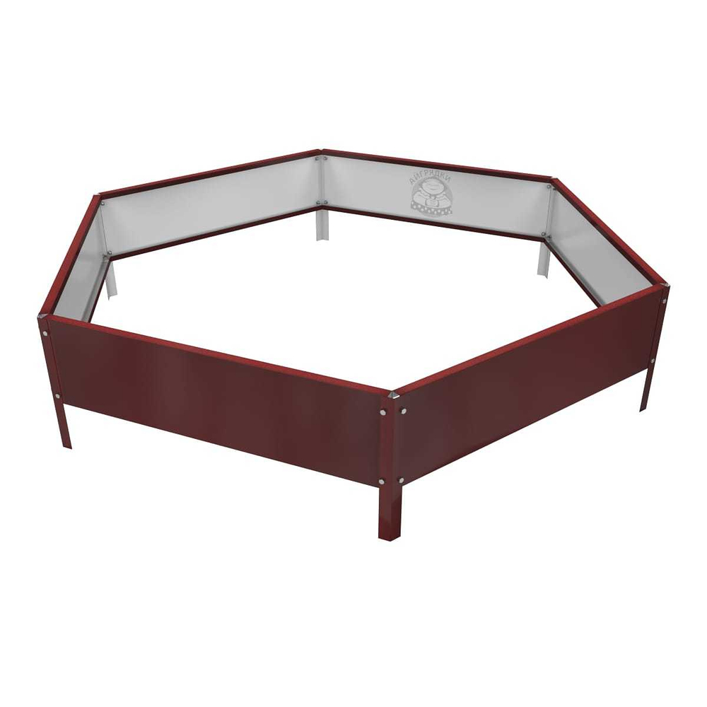 Клумба многоугольная оцинкованная с ножками 1 ярус RAL 3011 Красно-коричневый