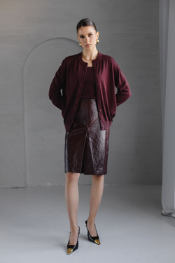 Кардиган из вискозы с шерстью бордовый