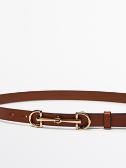 Massimo Dutti Ремень из кожи наппа, цвет кожи