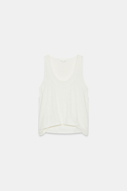 ZARA ТОП ИЗ ХЛОПКА И ЛЬНА, ЭКРЮ