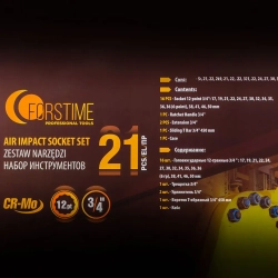 Набор инструментов ударных 21пр. 3/4''(12гр.) FORSTIME FT-6212-9MPB