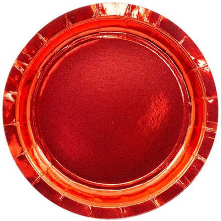 Тарелки фольгированные в красном цвете, 17 см/ 23 см, 6 шт