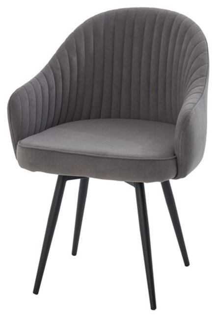 Стул М-City DISAUR Шелл поворотный на 360 градусов, B28 темно-серый, Велюр, Черный каркас