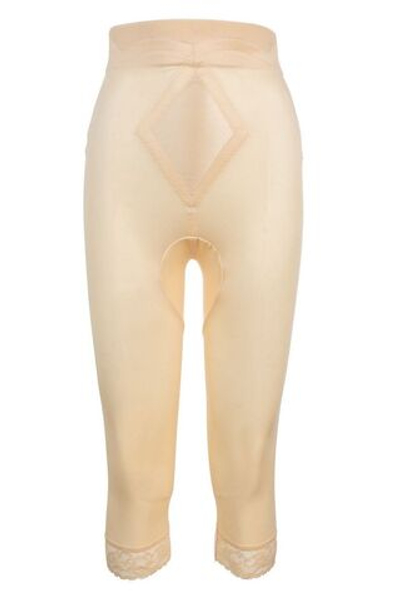 Корсетные штаны-капри с завышенной талией (Размер: L) (Цвет: бежевый)