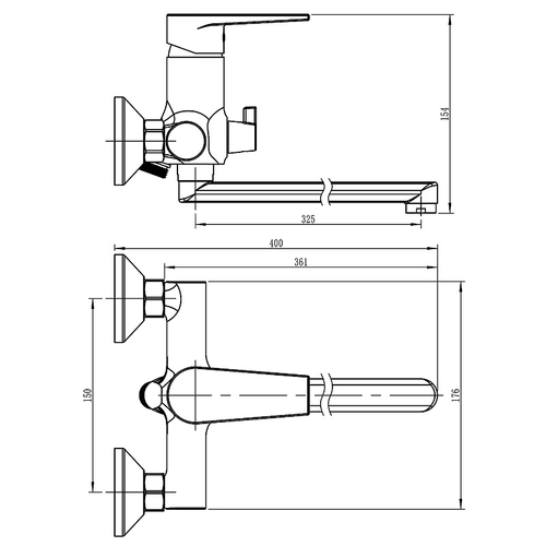 Смеситель для ванны LORANTO SOFIA керамический картридж, длинный излив, хром (LR90273000)