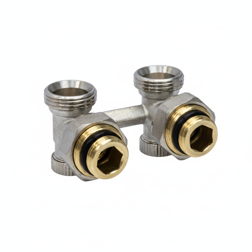 Узел нижнего подключения 1/2x3/4ЕК угловой двухтруб VRT