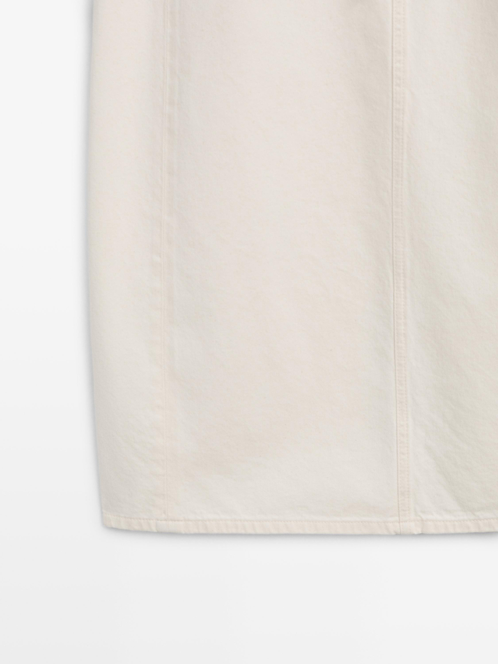 Massimo Dutti Джинсовая юбка миди бочкообразного кроя, кремовый