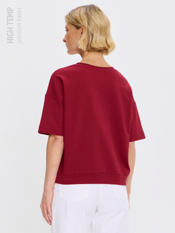 Плотная футболка из футера 2-нитки с V-вырезом HIGH TEMP