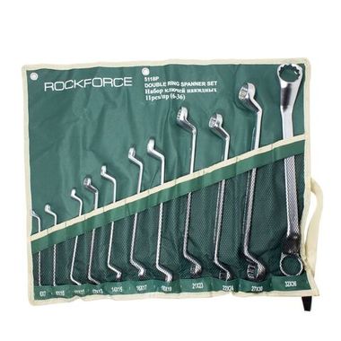Набор ключей накидных отогнутых на 75грд. 11пр.(6x7,8x10,10x11,12x13,14x15,16x17,18x19,21x23,22x24,27x30, 32x36мм), на полотне RockForce##Rock FORCE RF-5118P