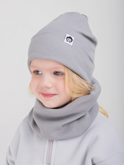 Комплект трикотажный шапка и снуд "Серый"