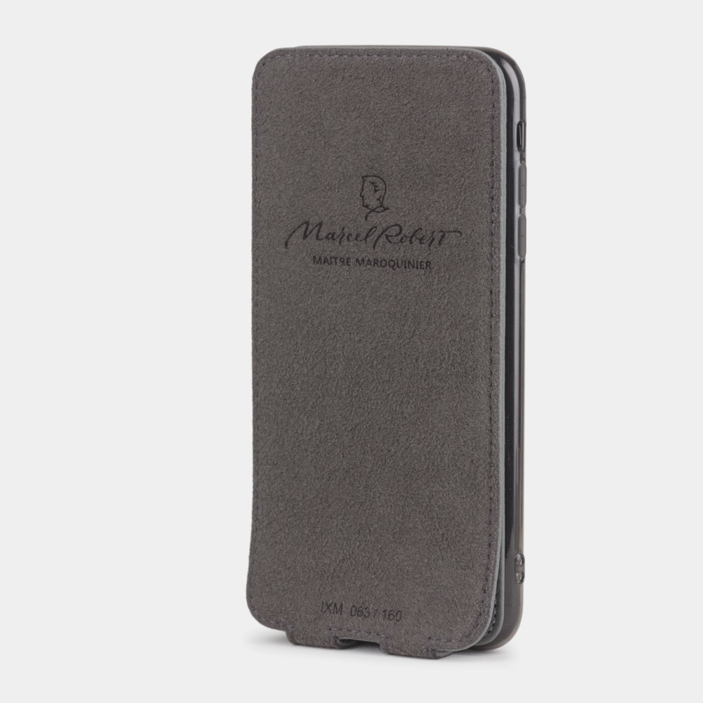 Чехол для iPhone XS Max из натуральной кожи теленка, стального цвета